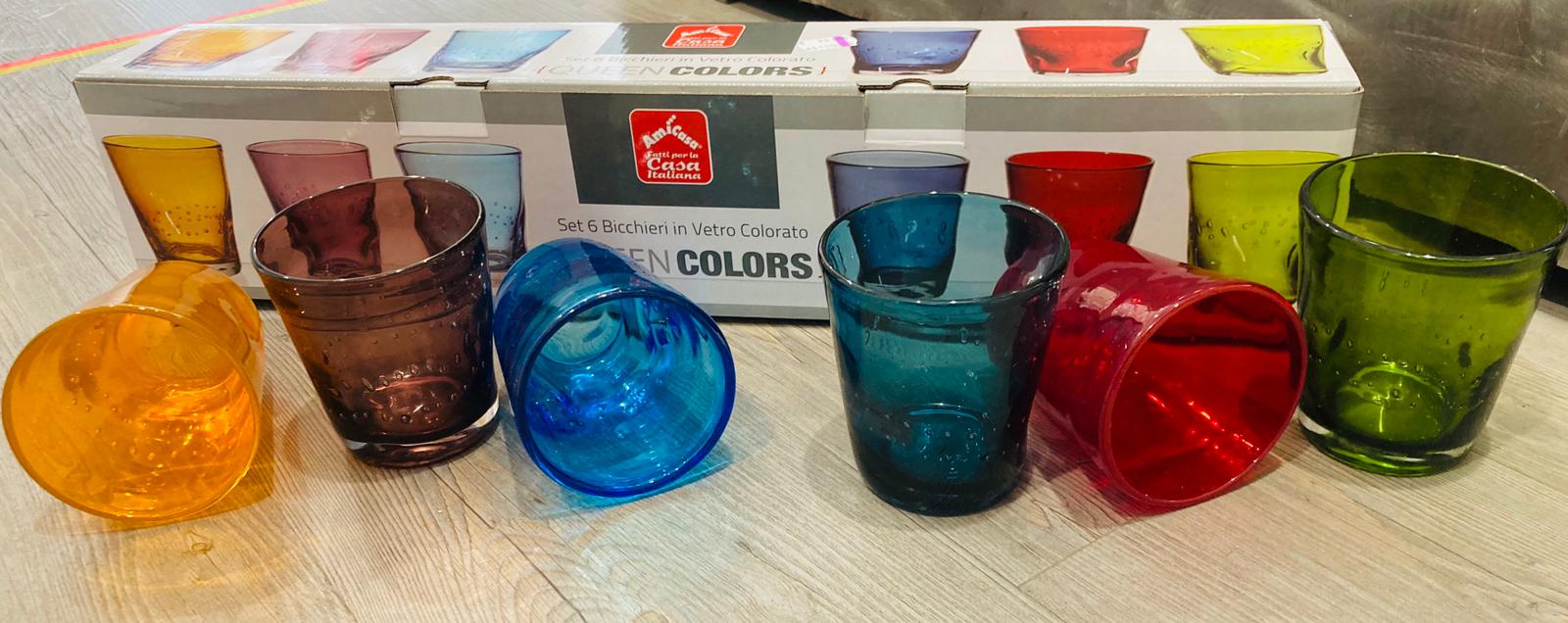 Bicchieri vetro 6 pz colorati 340 ml nel catalogo Moody Home Collection